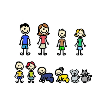 SZWL Ailem Araba Sticker Anime Büyük Bir Aile Köpek Kedi Karikatür Çıkartmalar Vinil Su Geçirmez Çıkartmaları Oto Motosikletler için,20cm*15cm