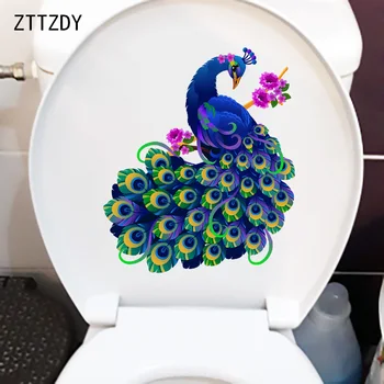 ZTTZDY 18.9×22.5 CM Sevimli Mavi Tavuskuşu Banyo Tuvalet Sticker Kişilik ev duvar dekoru Aksesuarları T2-1191