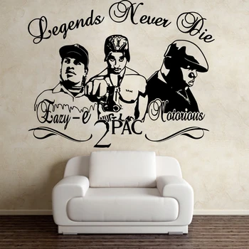 2Pac Tupac Eazy-E Notorious B. I. G Rapçiler Hip Hop Efsaneler DIY Duvar Sticker Sanat Çıkartması Müzik Yıldız Vinil Ev Dekor 881
