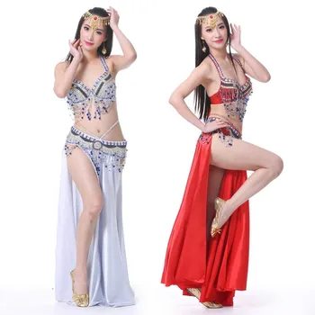 Oryantal Tarzı Taklidi Sutyen + Kemer + Etek Oryantal Dans 3 adet Kostüm Seti Sahne Performansı Lüks Oryantal Dans Mısır Kostümleri
