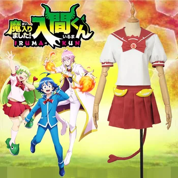 Anime hoş geldiniz Şeytan Okul Iruma-kun Valac Clara Cosplay Kostüm Özel Kadın Denizci Takım Elbise Şeytan Kuyruk Üst Etek Çorap