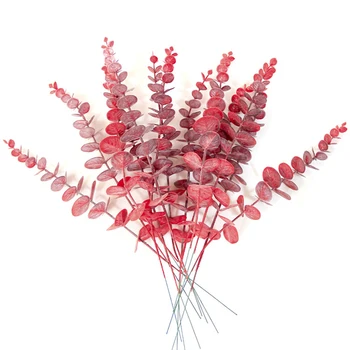 10 adet Yapay Okaliptüs Yaprakları Plastik Sahte Bitkiler Çiçek Malzeme DIY Ev Düğün Orman Tarzı Süslemeleri