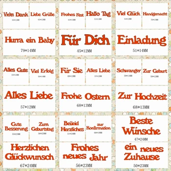 Almanca Kelimeler Metal Kesme Ölür Stencil Scrapbooking Albümü Fotoğraf Kağıdı Kartları El Sanatları Dekoratif Yeni El Yapımı Kabartma