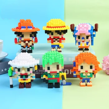 Anime Tek Parça Sihirli Blokları Korsan Maymun D Luffy Chopper Zoro Portgas * D * Ace Mini Bağlantı Tuğla oyuncak inşaat blokları