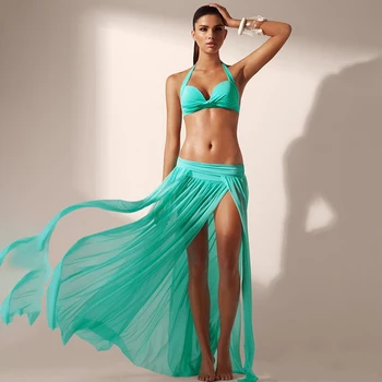 2020 Moda kadın Etek Seksi Yan Yarık plaj elbisesi Katı Renkler Yaz Uzun Plaj Maxi Bırakılan Net İplik Etek Kadın IU804442