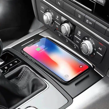 15W araba QI kablosuz şarj cihazı hızlı telefon şarj cihazı şarj plakası telefon tutucu Audi A6 C7 RS6 A7 2012-2018 aksesuarları