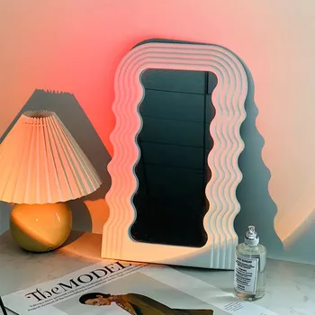 Masaüstü Dalga Ayna Kozmetik Ayna Lüks Retro Avrupa Dekoratif Aynalar Plastik Çerçeveli Ev Yurt Duvar Altın Aynalar