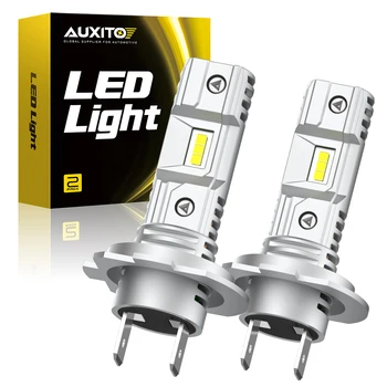 AUXITO 2 Adet Araba Kafa aydınlatma LED ampulü H7 LED Fansız Mini Far 5530 CSP Çip Kablosuz H7 LED far lambaları 6000K Beyaz 12V