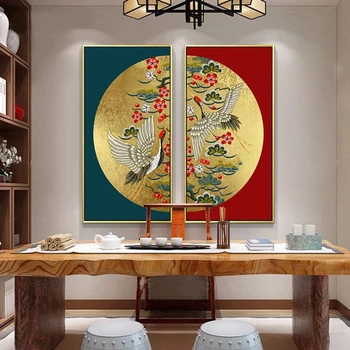 Oturma Odası Ev Dekorasyonu için Sanat Resimleri Duvarda kırmızı Çin Tarzı Dekoratif Resim Sanat Posterler ve Baskılar 