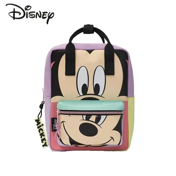Disney Mickey Yeni Sırt Çantası Lüks Marka Moda Çocuk Sırt Çantası PU Deri Yüksek Kaliteli Renk Engelleme çocuk okul çantası