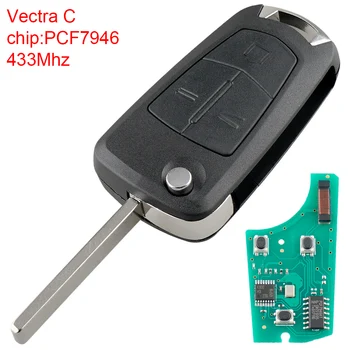 433MHz 3 Düğmeler Çevirme Uzaktan Araba Anahtarı ile PCF7946 Çip Anahtarsız giriş Verici Oto Anahtar Vauxhall Opel Vectra Signum Otomatik
