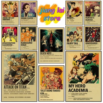 Retro Japon klasik Anime Derleme Saldırı Dev Tokyo Ghoul Posteri Boyama Kraft Kağıt Asılı Boyama Ev sanat posterleri