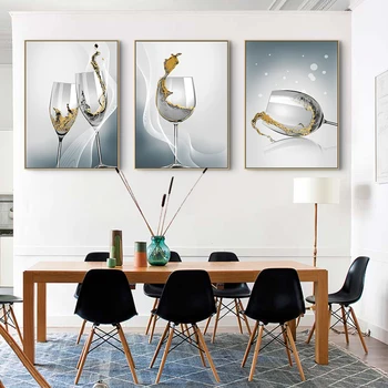 Soyut şarap bardağı Sanat Tuval Resimleri Kadeh Posterler ve Baskılar Mutfak Duvar Sanatı Resimleri ıçin Oturma Odası Ev Dekor Cuadros