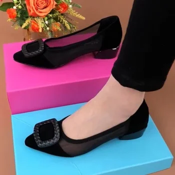 Büyük Boy Kadın Flats Şeker Renk ayakkabı Kadın Loafer'lar Kare Ayak Kayma Moda Düz rahat ayakkabılar Kadın Zapatos Mujer Boyutu 41