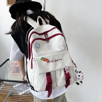 Kadın Rozeti Koleji Sırt Çantası Moda Genç Su Geçirmez okul çantası Büyük Kapasiteli Dizüstü Seyahat Çantası Kadın Naylon Sırt Çantaları