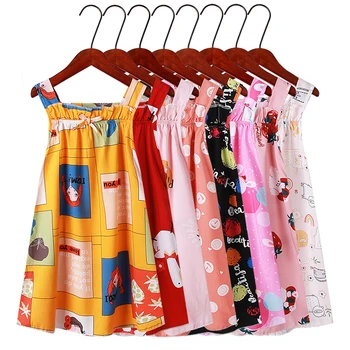 Yeni Yaz çocuk elbiseleri 2-11 Yaşında Yürümeye Başlayan çocuk gece elbisesi Renkli Kız Gecelik Moda Baskı Kızlar Uyku Elbiseler