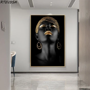 Iskandinav Modern sanat tuval Boyama Afrika Siyah Kadın Posterler ve Baskılı Duvar Sanatı Resimleri Oturma Odası Ev Dekorasyon