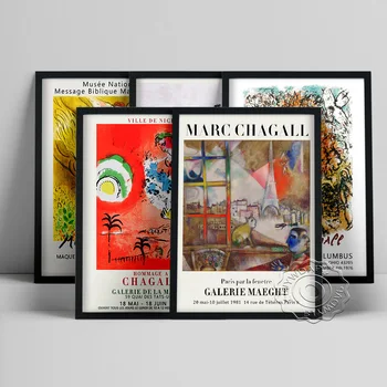 Marc Chagall Sergi Müzesi Posteri, Paris Pencereden Kübizm Tuval Boyama, Ville De Güzel Sürrealizm Duvar sanat dekoru