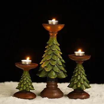 Reçine Noel Ağacı mumluk Noel Süs Tealight Şamdan Masaüstü Oturma Odası Noel Yeni Yıl Dekor El Sanatları