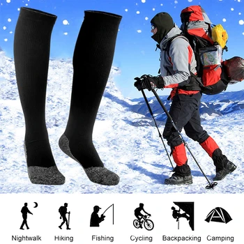1 Çift ayak ısıtıcı Yumuşak rahat Erkek kadın Kayak tüp çorap ısı lifleri yalıtım 35 derece kayak kamp sırt çantası için