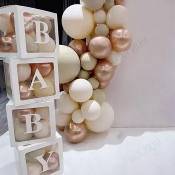 Beyaz Mektup Kutusu Özel Şeffaf Kutu Bebek Duş Erkek Kız Düğün 1st Doğum Günü Partisi Dekorasyon Çocuklar Bebek Duş Balon Kutusu