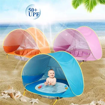 1 Adet Bebek plaj çadırı Su Geçirmez Pop Up Güneş Tente Çadır UV koruma Sunshelter Havuzlu Çocuk Açık Kamp Güneşlik Plaj