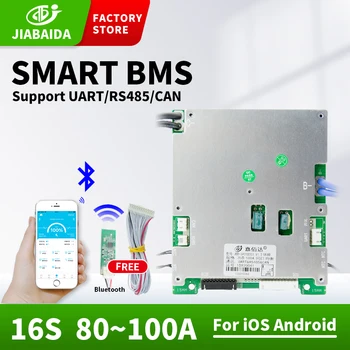 JBD 16S BMS Kurulu Bluetooth 3.2 V Lifepo4 BMS Lifepo4 Pil 100A 80A 60A Akıllı BMS 48V Aynı Port Dengesi İle Uart RS485