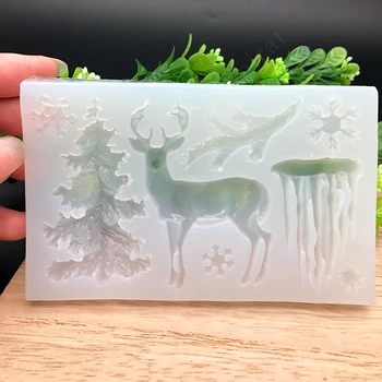 1 adet Elk Kar Tanesi Noel Ağacı silikon kalıp Kristal Epoksi Reçine Kalıp DIY Takı El Sanatları Dekorasyon Noel silikon kalıp