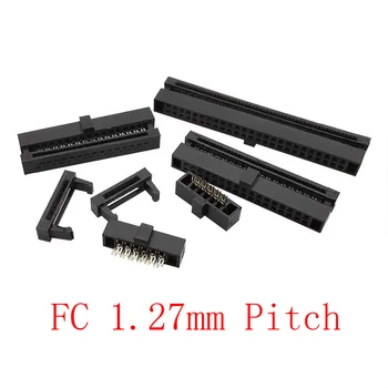 1.27 mm Pitch IDC Soket 6 P/8/10/12/14/16/20/24/26/30/34/40/50 0.635 mm Düz Şerit Kablo için Pin FC Dişi Başlık Tel Konektörü