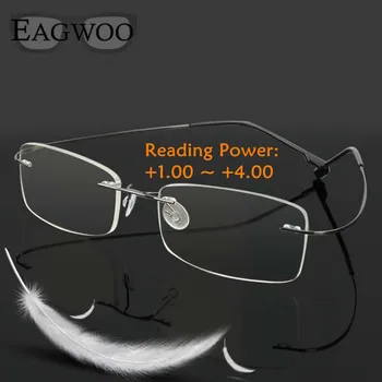 Eagwoo Rimelss Paslanmaz Çelik Esnek okuma gözlüğü Gözlük Reçete Presbiyopik Hipermetrop Uzak görüşlü