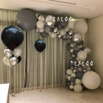 100 Adet Gri Balon Garland Kemer Siyah Beyaz Gümüş Lateks Balonlar Yetişkin Doğum Günü Yıldönümü Partisi Dekorasyon Malzemeleri