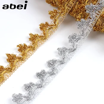 10 Metre 18mm Altın Gümüş Dantel Trimler Düğün Parti Kostüm Kumaş Dekorları Kumaş Şerit El Yapımı Patchwork DIY Şapkalar Süsler