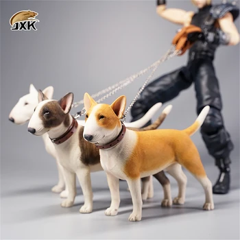 JXK 1/6 Bull Terrier Modeli Sevimli Köpek Pet Hayvan Şekil Toplayıcı Dekor Oyuncak Çocuk Yetişkinler Çocuklar için Hediye Çekim Sahne Süsler