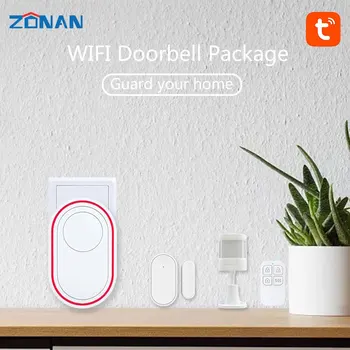 ZONAN DB11 Akıllı Ev Wifi Tuya Kapı Zili Alarm Sistemi Akıllı kapı zili kablosuz hareket Sensörü Dedektörleri hırsız alarmı Kitleri