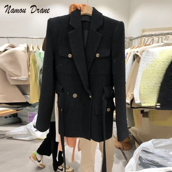 Namou Drane 2022 Bahar Yeni Moda Mizaç Tüm Maç Kruvaze bağcıklı Bel ve İnce Takım Elbise Ceket