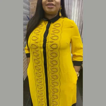Türkiye Taşlı İnci Maxi Gömlek Elbise Afrika anne elbise streç moda işlemeli Fişekleri
