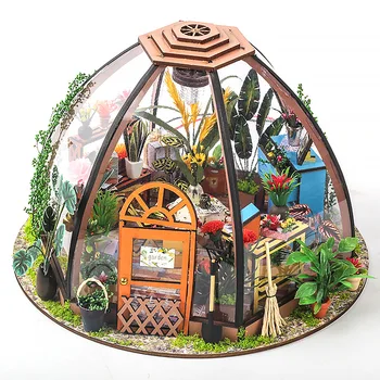 Dıy Dollhouse Kiti Küçük Ev Roombox Çiçek Dükkanı Minyatür Bebek Evi Mobilya Montaj Yapı Modeli Ahşap Oyuncaklar noel hediyesi