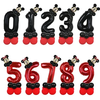 14 adet Disney Mickey Minnie Mouse Folyo Balonlar 32 inç Numarası Doğum Günü Partisi Balonları Çocuklar Doğum Günü Süslemeleri Bebek Duş Topu