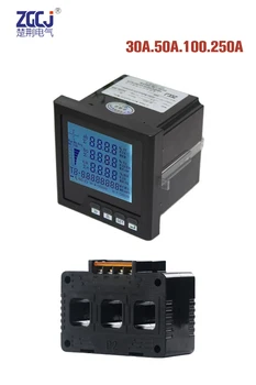 RS485 Modbus-RTU 3 fazlı çok fonksiyonlu panel metre 3 fazlı amper sensörü analizörü A, V, W, kWh, cos, Hz, Var güç enerji ölçer