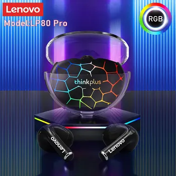 Orijinal Lenovo LP80 Pro Bluetooth kablosuz kulaklıklar RGB ışıkları ile spor moda kulaklık düşük gecikme oyun kulaklığı