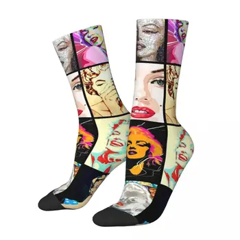 Harajuku Marilyn Monroe spor çorapları Polyester Uzun Çorap Kadın Erkek Nefes