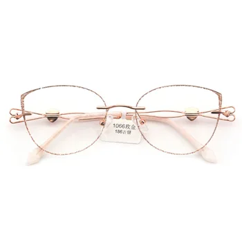 Zarif Elmas Optik Gözlük Çerçeveleri RX Reçete Miyopi Kedi Gözü Metal Özel Diyoptri Gözlük Kadınlar Retro Lüks