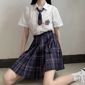 [Ziyafet] Japon Kızın Yaz Yüksek Bel Pilili Ekose Etekler JK okul üniforması Öğrenciler Bezleri