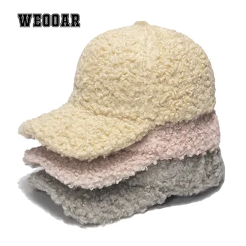 WEOOAR 2021 Kış Lambswool kadın beyzbol şapkası Erkekler için şoför şapkası Balıkçılık Hip Hop Golf Kap Erkek Orijinal Erkek Gorras MZ231