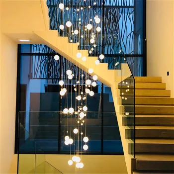 Modern kristal cam küre LED kolye ışıkları fikstür Çoklu Merdiven lambaları Bar Asılı lamba Otel Villa dubleks daire