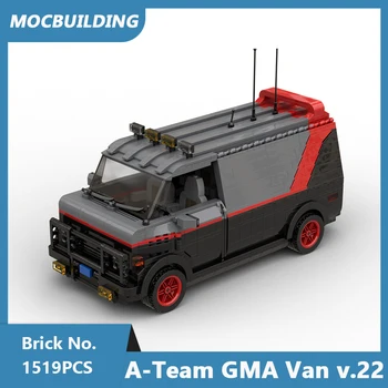 MOC Yapı Taşları A Takımı GMA Van V. 22 Modeli DIY Monte Tuğla Eğitici Yaratıcı Araç Serisi Çocuk Oyuncakları Hediyeler 1519 ADET
