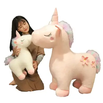 Sevimli tek boynuzlu at pelüş oyuncak gökkuşağı ünikorn Bebek sıcak satış tatlı yastık ev dekor yüksek kaliteli doğum günü hediyesi çocuklar ve kız arkadaşlar için