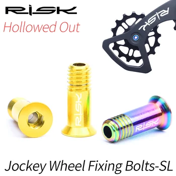 RISK 2 adet/kutu Yol MTB Bisiklet Bisiklet Delikli M5x14. 2 Arka Attırıcı Kasnak kılavuz teker Sabitleme Cıvataları SL Vidalar Titanyum
