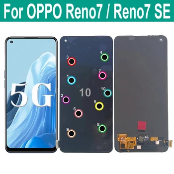 Orijinal AMOLED OPPO Reno7 SE 5G PFCM00 LCD ekran dokunmatik ekranlı sayısallaştırıcı grup İçin Reno 7SE Reno 7 CPH2371 CPH2363 LCD