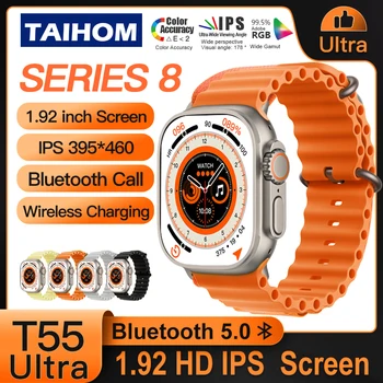 Taıhom Smartwatch Serisi 8 Ultra T55 akıllı saat Erkekler Kadınlar için dijital bilezik BT Çağrı Mesaj İtme Kan Basıncı Oksijen